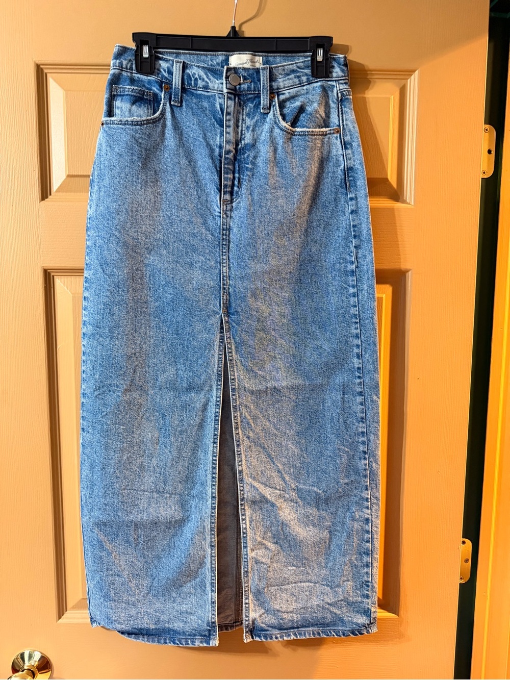Universal Thread Blue Denim Straight Leg Skirt with Front Slit